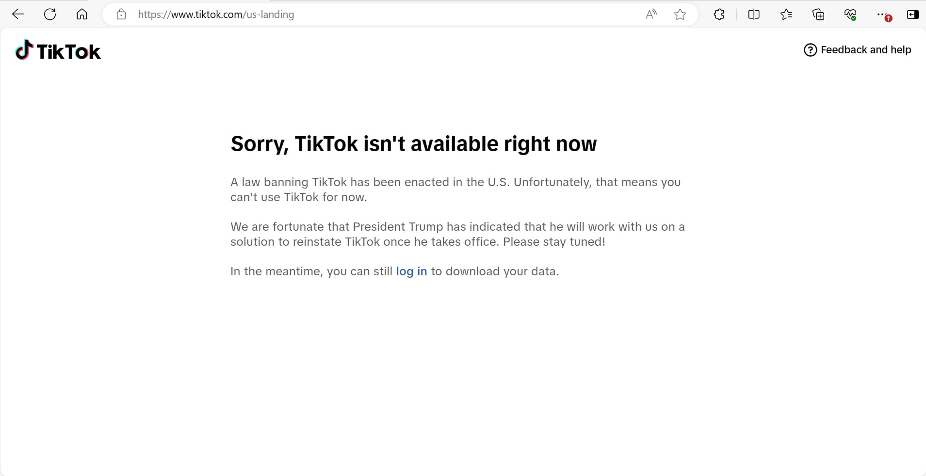 TikTok及字节跳动旗下应用在美国已不可用(Sorry, TikTok isn‘t available right now)